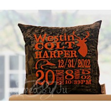Hunting Themed - Birth Announcement Pillow